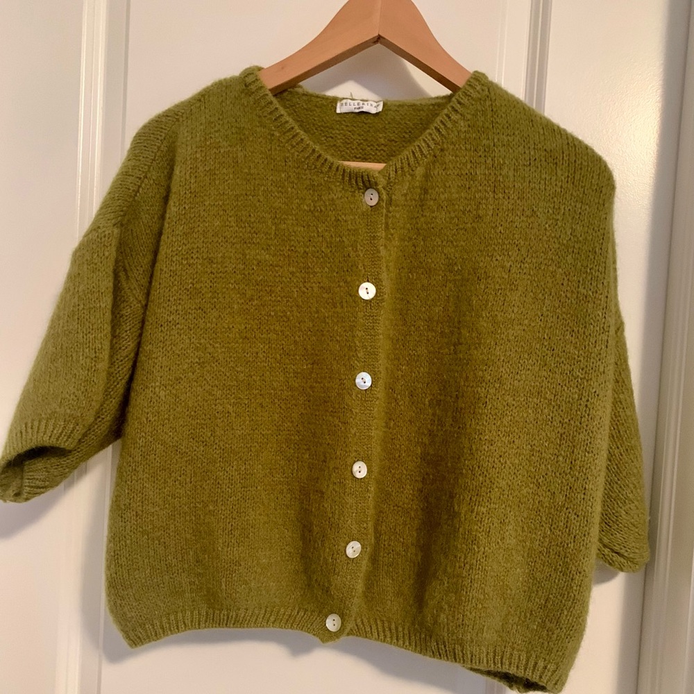 Simons Olive Green Button-Up Sweater